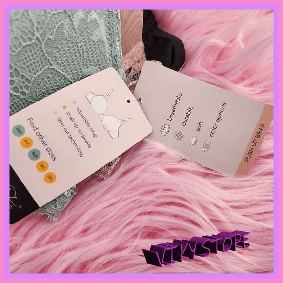 💕 NWT Prima Valentina 3-Pack Push-Up Underwire Bra 34C #7184 💕 - Picture 6 of 6